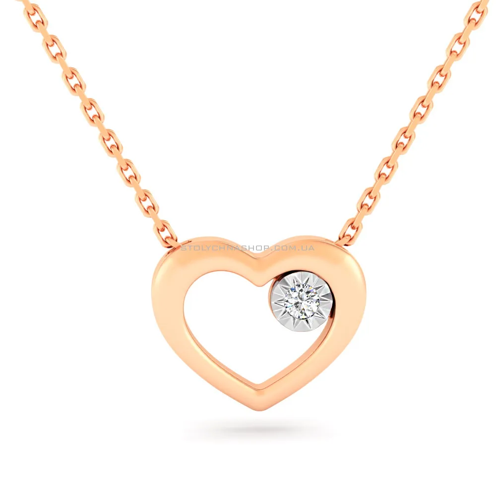 Колье Сердце из золота с бриллиантом  (арт. Ц011293) - цена