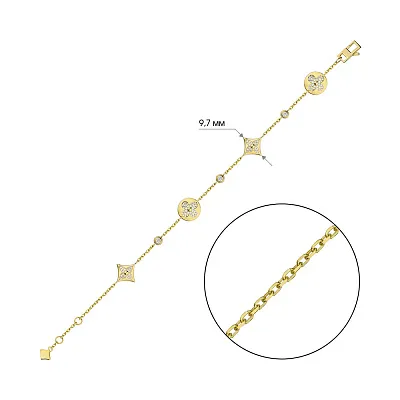 Серебряный браслет с желтым родированием (арт. 7509/3832ж)