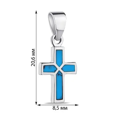 Срібний кулон Хрестик з блакитною емаллю (арт. 7503/3429/1ег)
