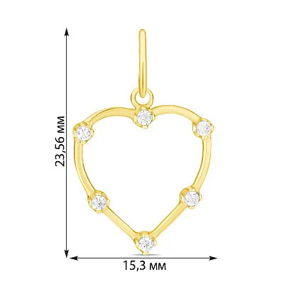 Підвіска «Серце» з жовтого золота з фіанітами (арт. 423554ж)