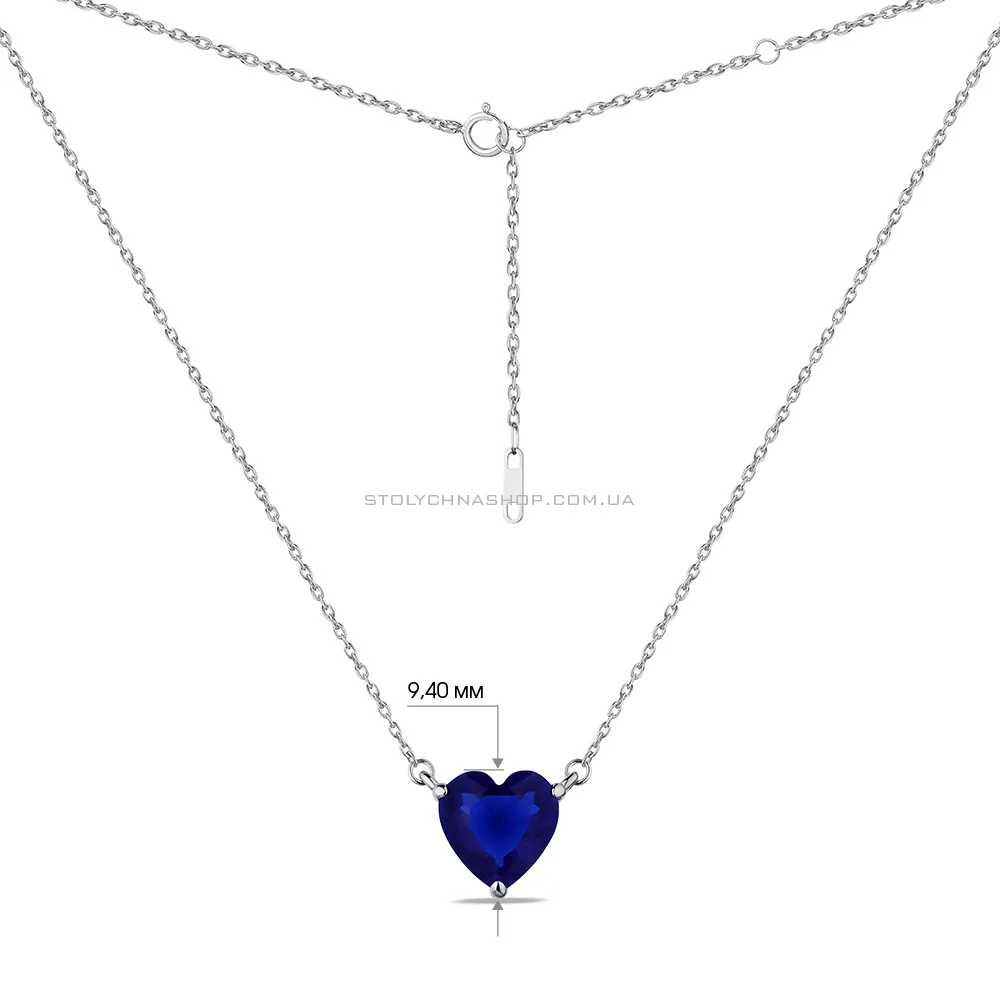 Колье из серебра "Сердце" с синим альпинитом  (арт. 7507/603ас) - 3 - цена