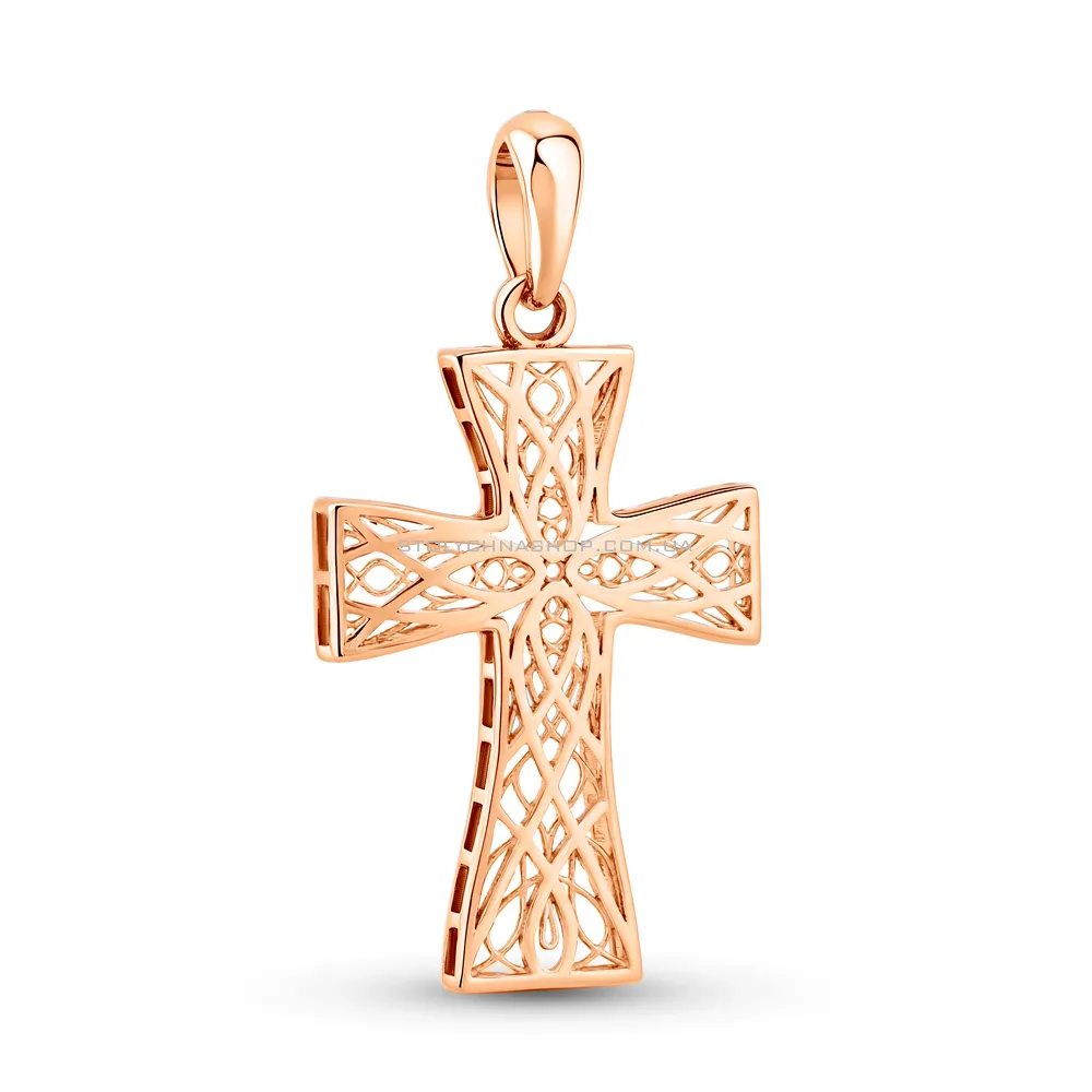 Хрестик з червоного золота з узором (арт. 440862) - цена