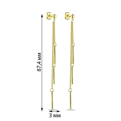 Довгі сережки зі срібла з жовтим родіюванням (арт. 7518/6600ж)