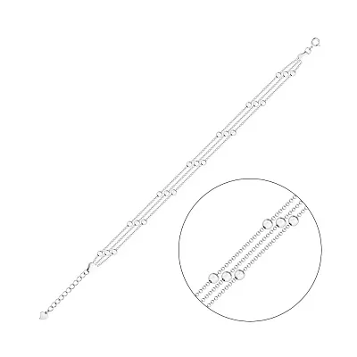 Многослойный браслет из серебра с шариками  (арт. 7509/3122)