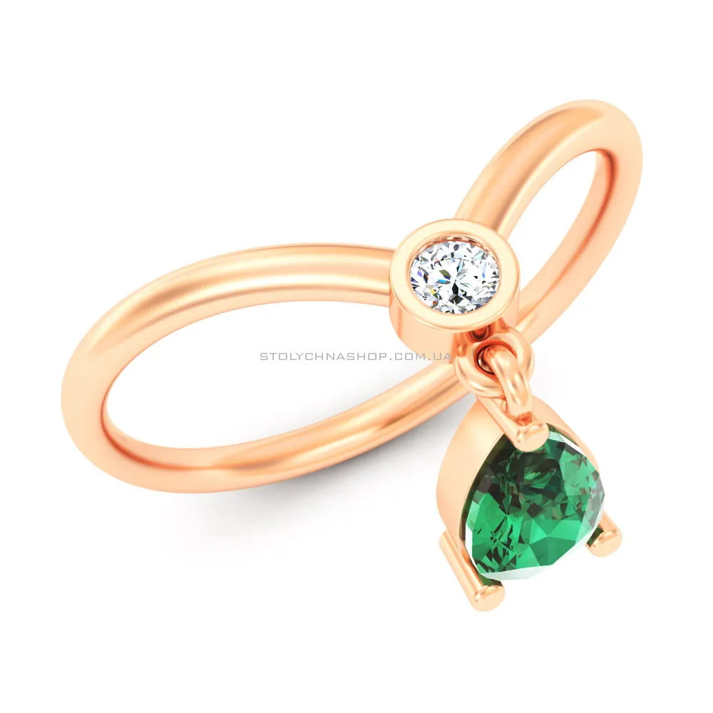 Золотое кольцо с зеленым кварцем (арт. 141273Пз) - цена