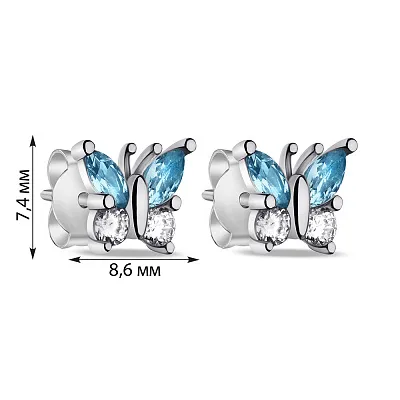 Срібні сережки Метелики з фіанітами (арт. 7518/С2ФТ1/802)