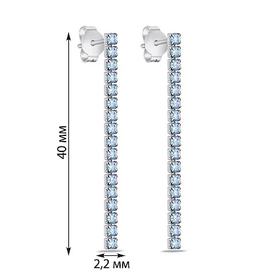 Срібні сережки-пусети з блакитними альпінітами (арт. 7518/6483/1аг)