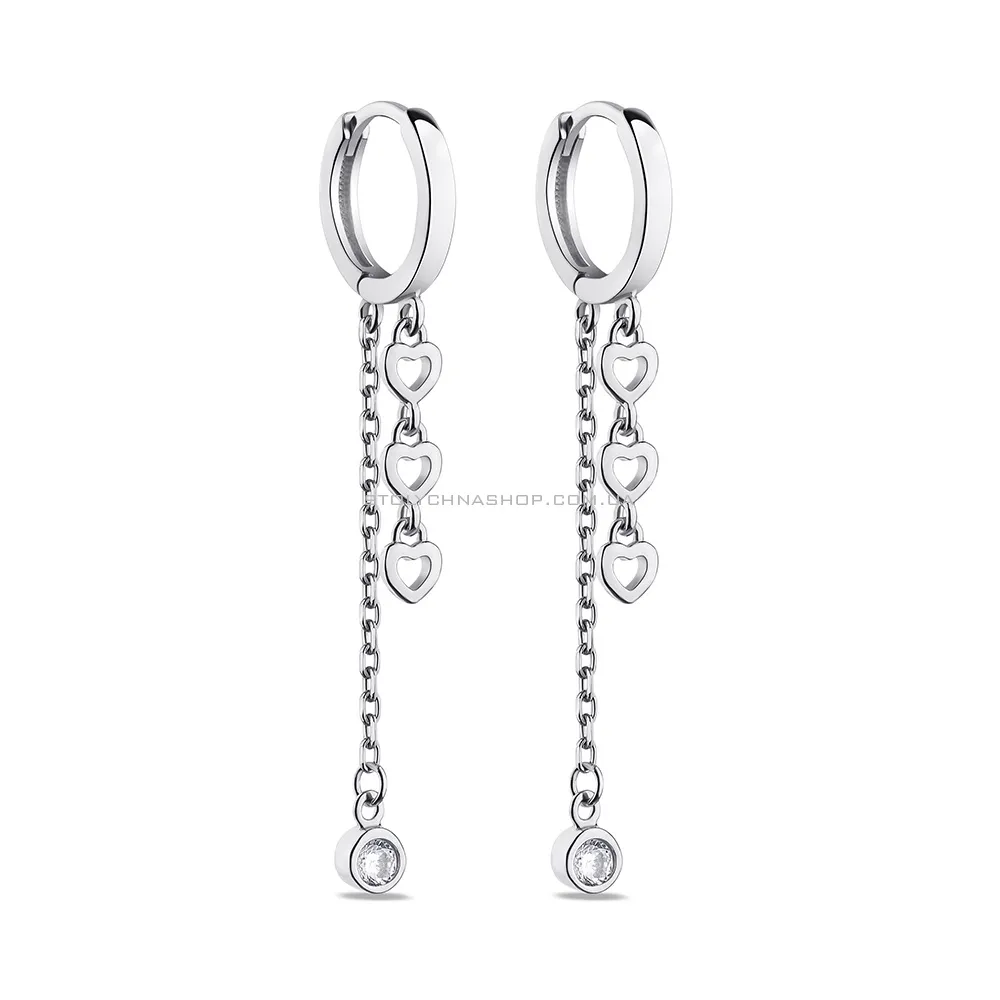 Срібні сережки з підвісками Серце  (арт. 7502/4998/10) - цена