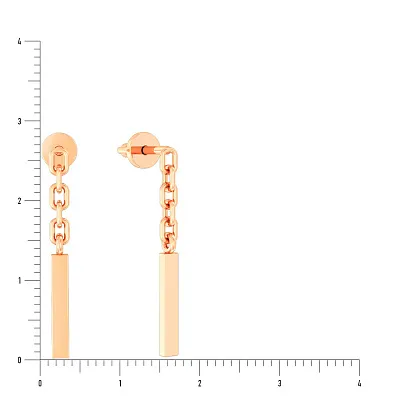 Золоті сережки пусети "Ланки" з підвісками (арт. 110577)