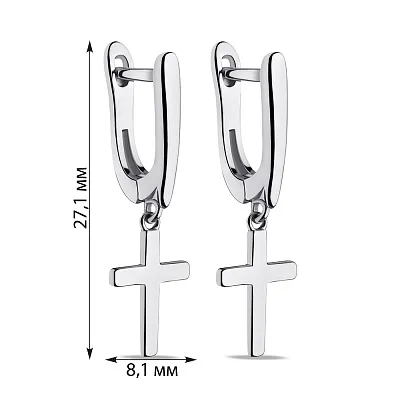Срібні сережки-підвіски Хрестик (арт. 7502/9542)
