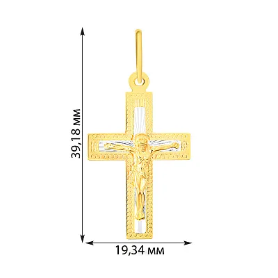 Крестик из желтого золота с родированием  (арт. 521901жр)