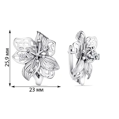 Сережки срібні «Квіти» з фіанітами (арт. 7902/1113082)