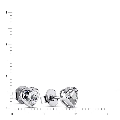 Срібні сережки пусети «Серденька» з фіанітами (арт. 7518/5081)