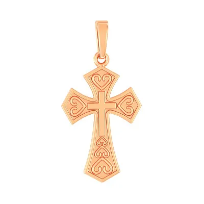 Золотой крестик в красном цвете металла  (арт. 440752)