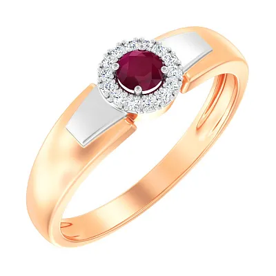 Золотое кольцо с рубином и бриллиантами (арт. К011065р)
