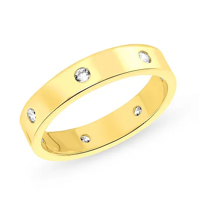 Кольцо из серебра с желтым родированием и фианитами  (арт. 7501/4092ж)