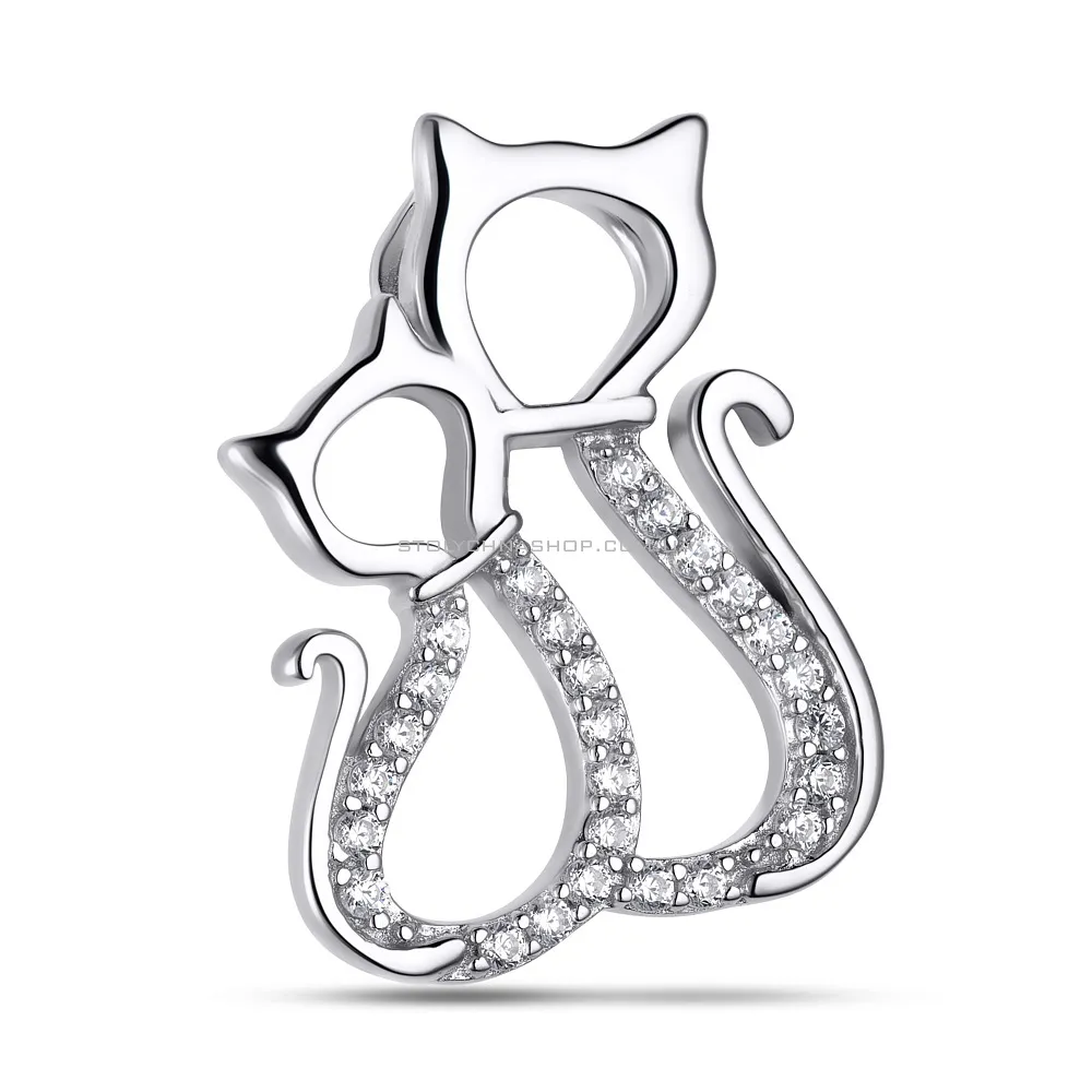 Підвіска зі срібла «Закохані котики» з фіанітами (арт. 7503/2674) - цена