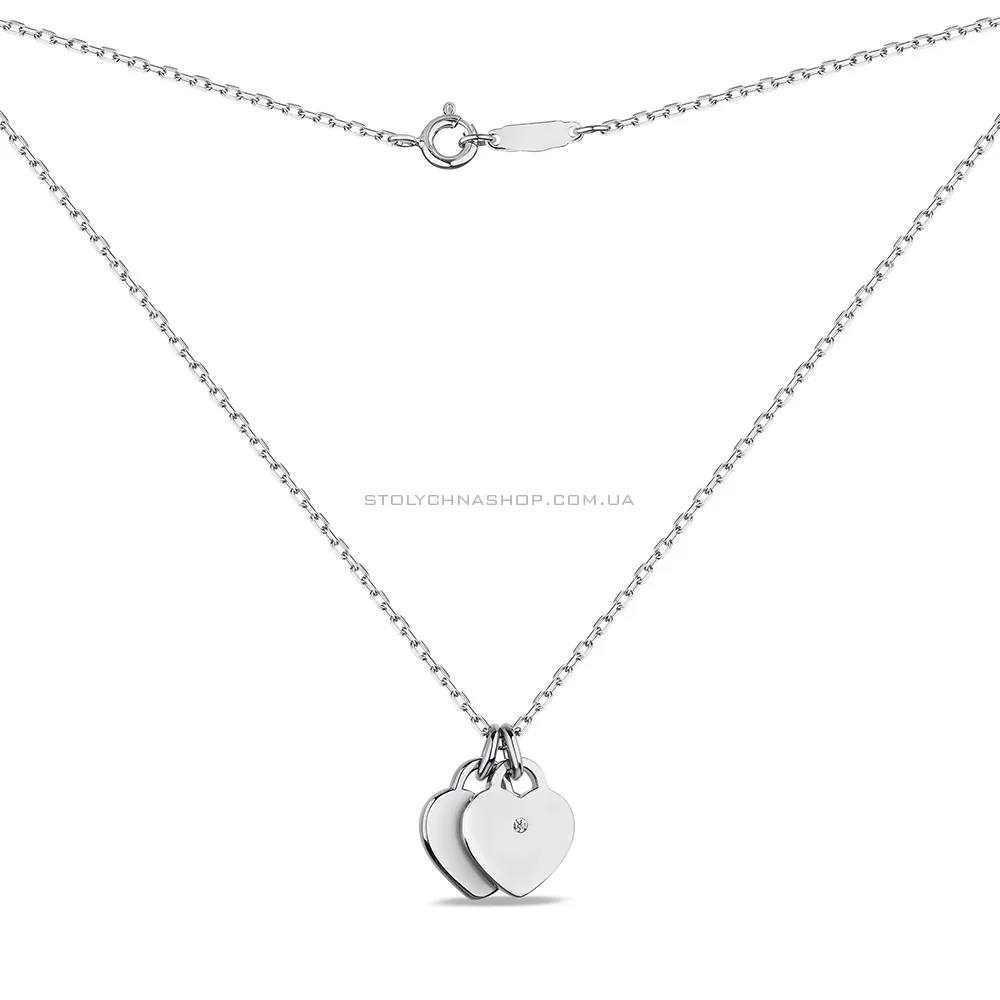 Серебряное колье Сердце с фианитом (арт. 7507/1585) - цена