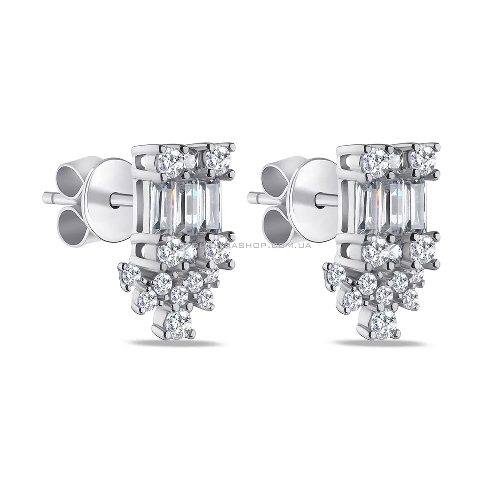 Сережки-пусети срібні з розсипом фіанітів  (арт. 7518/6052) - цена