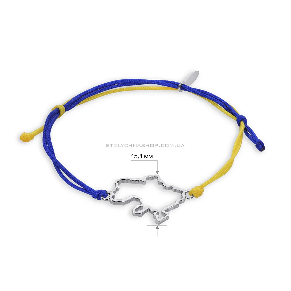 Браслет на синій і жовтій нитці "Україна" зі срібною вставкою  (арт. 7309/493брпсж) - 2 - цена