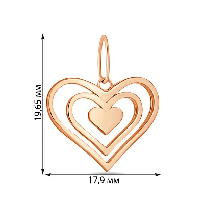 Підвіска «Серце» з червоного золота (арт. 423962)