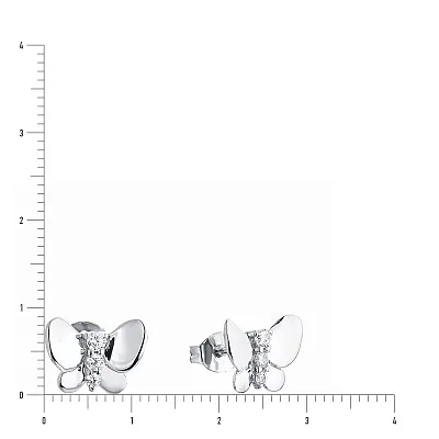 Серебряные серьги пусеты «Бабочки» с фианитами (арт. 7518/5359)
