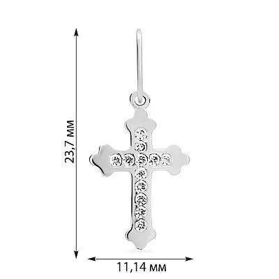 Хрестик з білого золота з фіанітами (арт. 440540б)