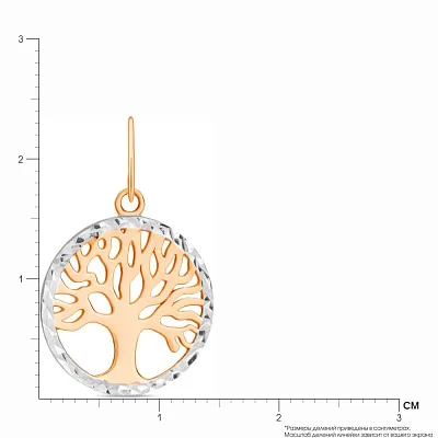 Золотой кулон «Дерево жизни» с родированием  (арт. 423867р)