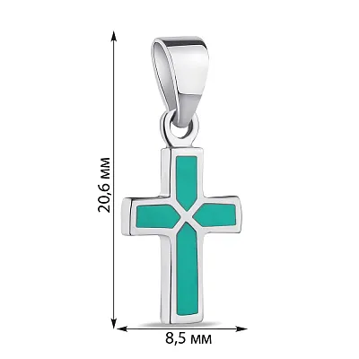Срібний кулон Хрестик з зеленою емаллю (арт. 7503/3429/1ез)