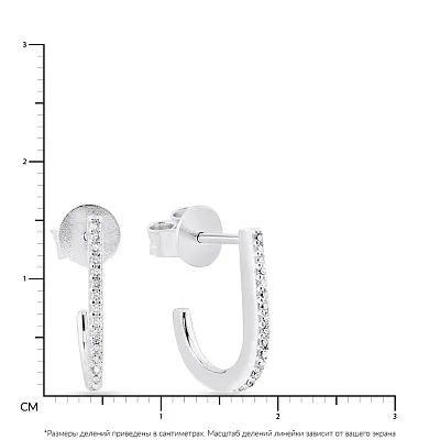 Срібні сережки-пусети з доріжкою з фіанітів  (арт. 7518/6055)