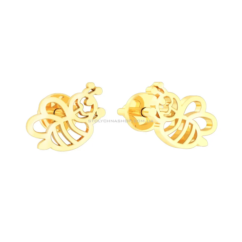 Золотые серьги пусеты «Пчелки» (арт. 111063ж)