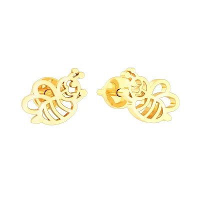Золоті сережки пусети «Бджілки» (арт. 111063ж)