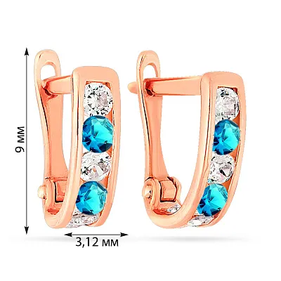 Детские золотые серьги с голубыми фианитами (арт. 110144г)
