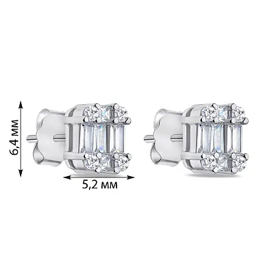 Сережки-пусети срібні з фіанітами  (арт. 7518/6236)