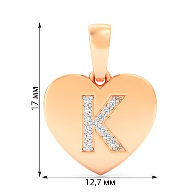 Золота підвіска Літера К з фіанітами (арт. 440985)