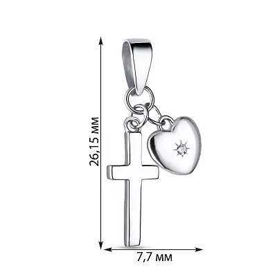 Серебряная подвеска-крестик с фианитом (арт. 7503/2408)