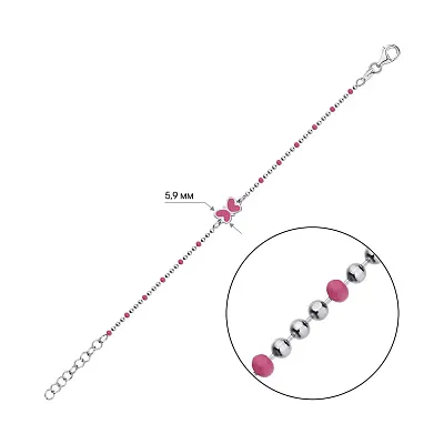 Серебряный браслет для детей с розовой эмалью (арт. 7509/3622емлн)