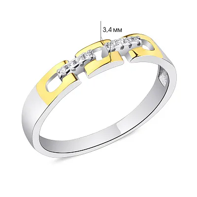 Серебряное кольцо с желтым родированием и фианитами (арт. 7501/5864/1бж)