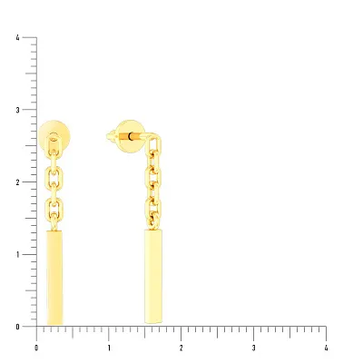 Золоті сережки пусети &quot;Ланки&quot; з підвісками (арт. 110577ж)