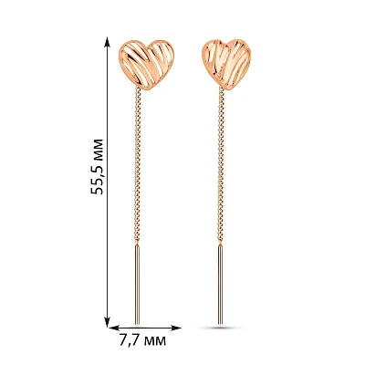 Золотые сережки-протяжки без камней (арт. 109909)