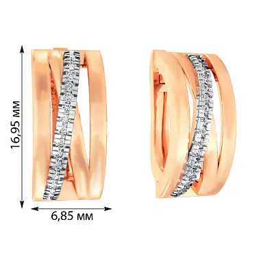 Сережки Синергія з червоного золота з фіанітами (арт. 111132)