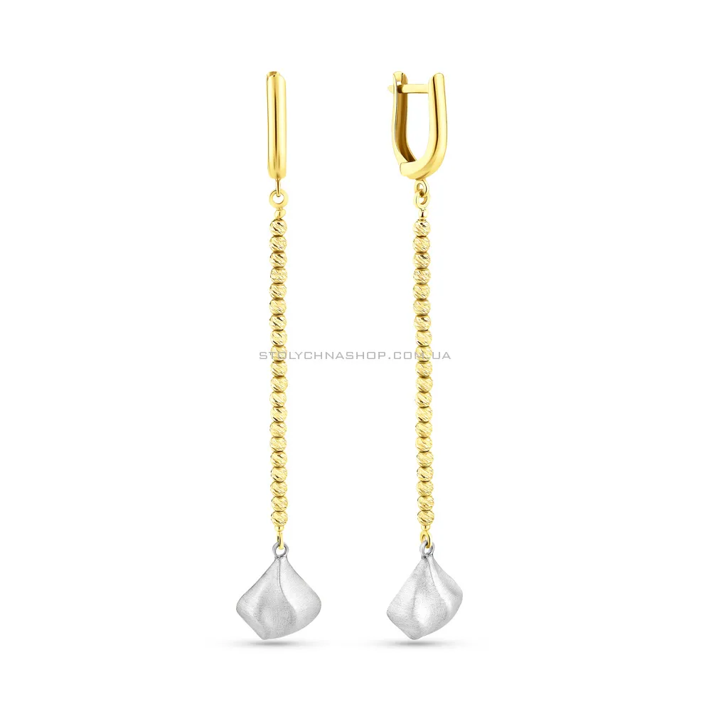 Довгі сережки з жовтого і білого золота (арт. 105901жбм) - цена