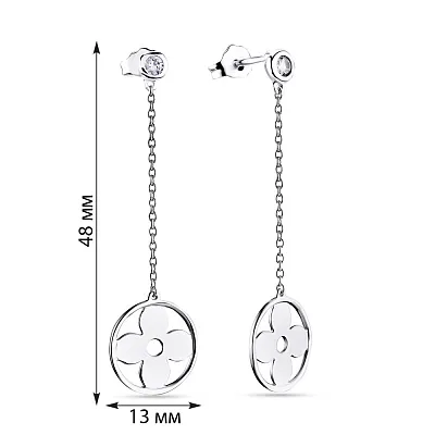 Срібні сережки з підвісками і фіанітами (арт. 7518/5125)