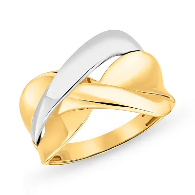 Массивное кольцо из желтого и белого золота  (арт. 155351жб)