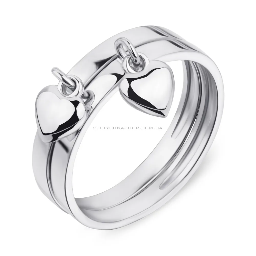 Двойное кольцо из серебра с сердечками (арт. 7501/0703)