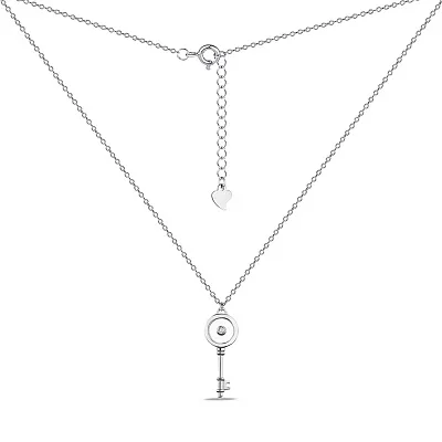 Срібне кольє Ключ з перламутром та фіанітом (арт. 7507/1869п)