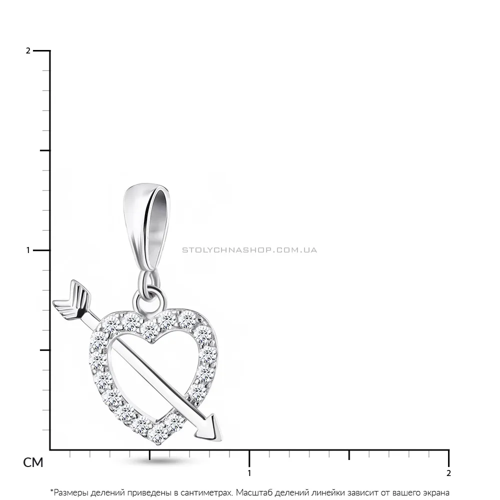 Серебряная подвеска «Сердце» с фианитами (арт. 7503/2733) - 2 - цена