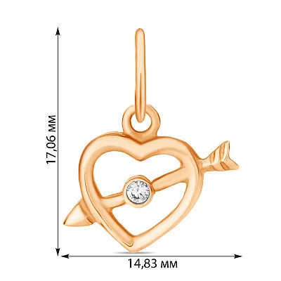 Золотой кулон «Сердце» с фианитом (арт. 421298)