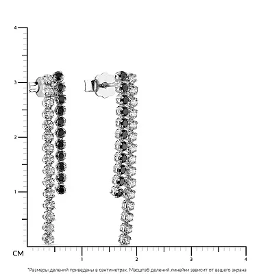 Сережки-пусети з білого золота з фіанітами (арт. 102945б)