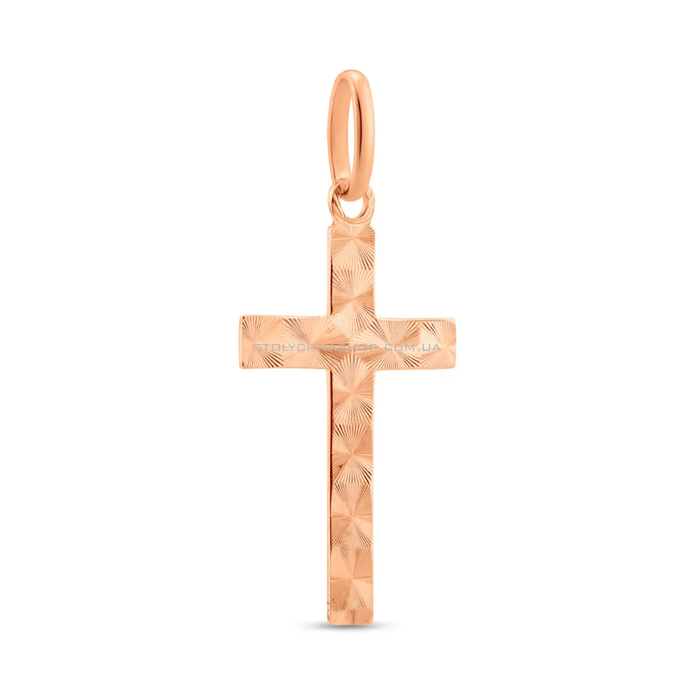 Крестик из красного золота с алмазной гранью (арт. 424875) - цена